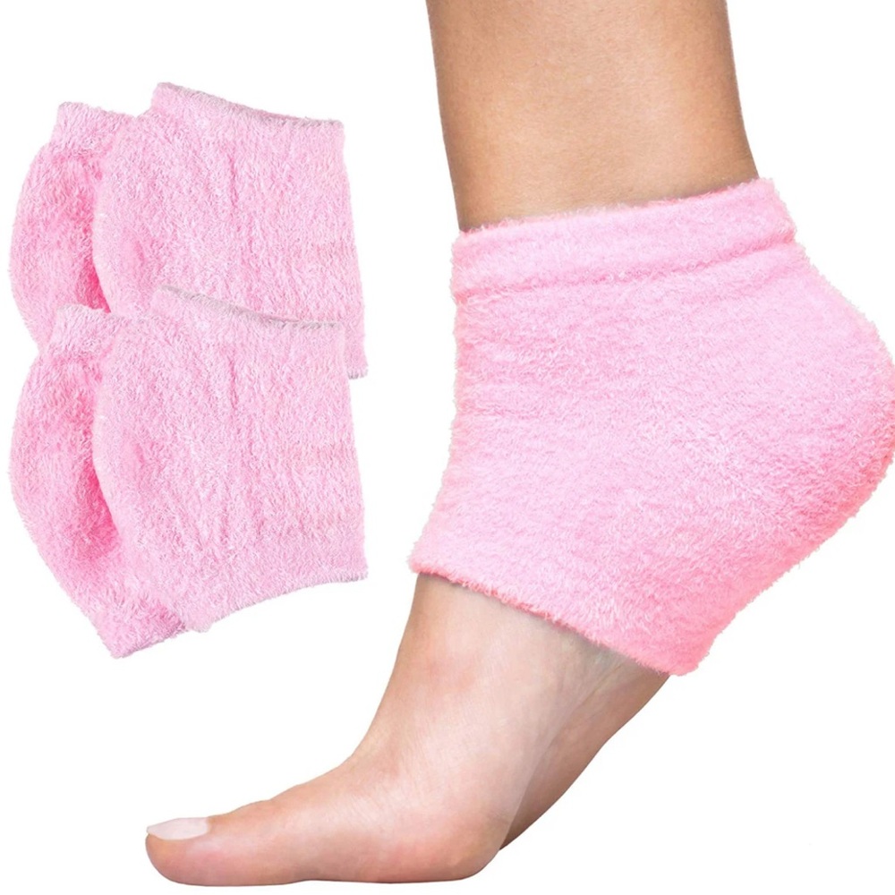 ZenToes Fuzzy Gel Heel Socks, 2 Pairs, Pink